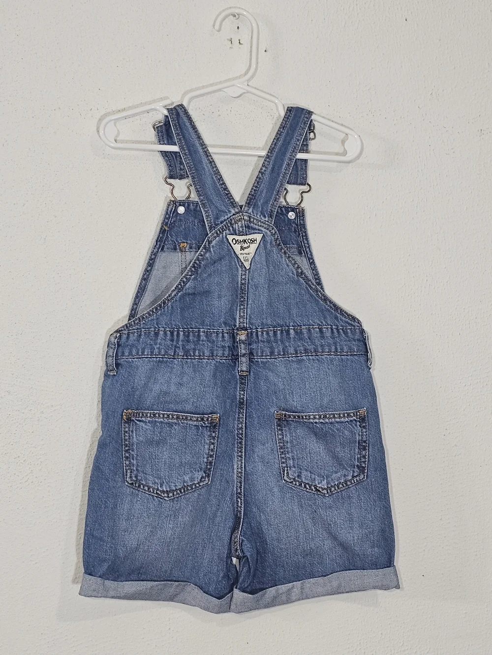 OshKosh B'gosh Girls Jean Overalls Shorts Size 5 Classic Vestbak Heritage Style